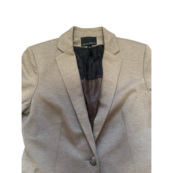 CYNTHIA ROWLEY Taupe Knit Blazer Jacket Career Stretch Size S - Picture 6 of 8